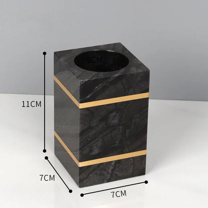 مجموعة إكسسوارات الحمام من الرخام الأسود من ديكوربايتس™