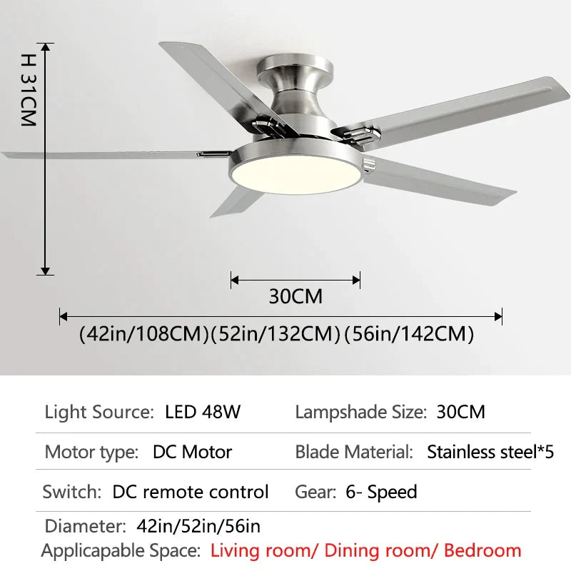 DecorBites™ 56" Low Floor Ceiling Fan Light | Indoor Living Room Chandelier | Modern Design