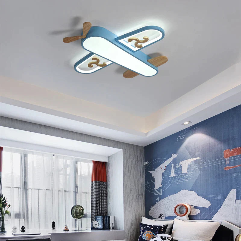 DecorBites™ LED Wood Ceiling Light for Kids Room - Yellow/Blue Minimalist Design