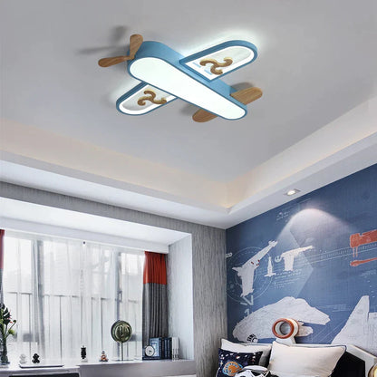 DecorBites™ LED Wood Ceiling Light for Kids Room - Yellow/Blue Minimalist Design