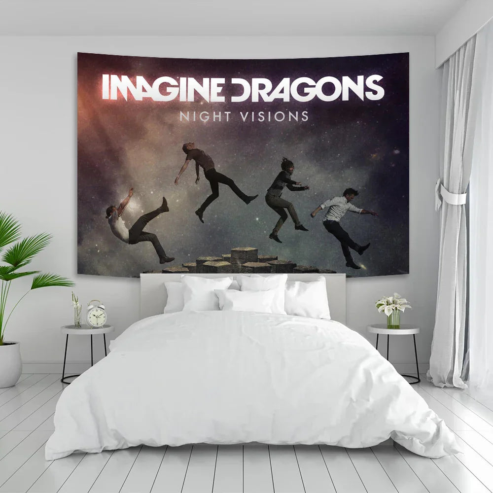 Decobites Imagine Dragons Band Poster Tapestry Rock Singer Wall Art Banner Decoration