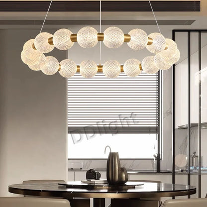 DecorBites™ Elegant Pearl Necklace LED Ceiling Chandelier for Living Room and Bedroom