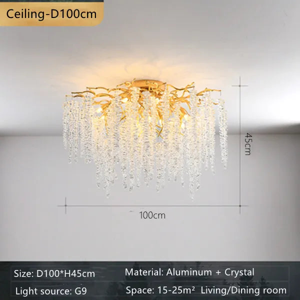 DecorBites™ Crystal Branch Chandelier: Elegant French Style Ceiling Light for Living & Dining Room