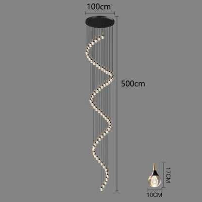 DecorBites™ Crystal Chandelier Stair Pendant Lamp Living Room Interior Lighting