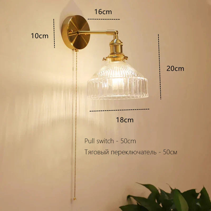 DecorBites™ Art Deco LED Wall Lamp with Pull Switch, Nordic Design, Glass Interior Wall Light