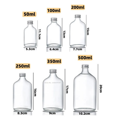 DecorBites™ Clear Glass Beverage Bottles: Reusable for Juicing, Smoothies, Kombucha, Tea, Milk, and Wine