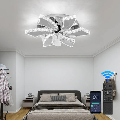 DecorBites™ Crystal LED Ceiling Fan: Remote Control Chandelier for Bedroom & Living Room