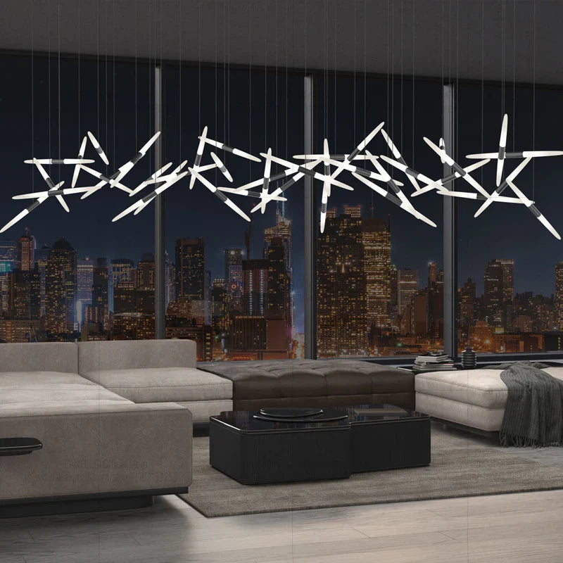 Modern Black Multi-Light Stairwell Pendant Light