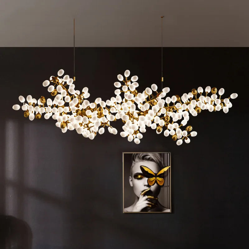 Lámparas colgantes de cristal en forma de candelabro de uva dorada Decorbites™ para sala de estar y comedor