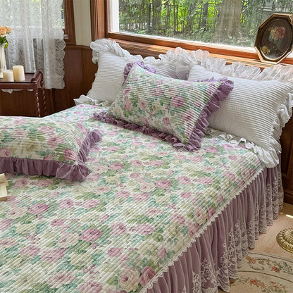 DecorBites™ Lace Ruffles Bed Skirt Set with Pillowcases for 1.2-2M Beds