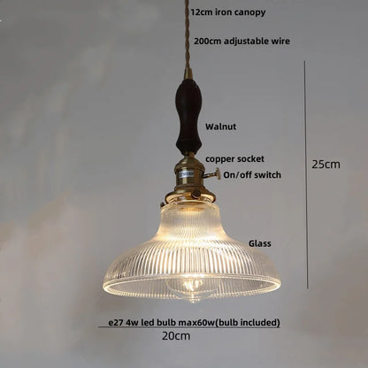 DecorBites™ Clear Glass Nordic LED Pendant Light Fixture with Brass Knob Switch