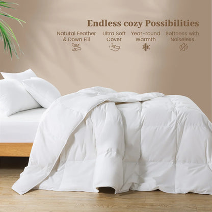 Decobites Premium White Goose Down Comforter - All Season Heavy Weight Insert