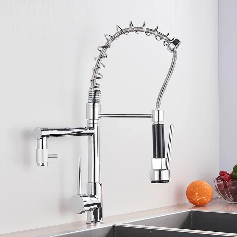 DecorBites™ Kitchen Faucet Pull Out Dual Spout Single Handle Mixer Tap 360 Rotation