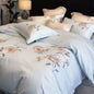 Decobites Flowers Embroidery Cotton Bedding Set Duvet Cover Flat Sheet Pillowcases 4Pcs