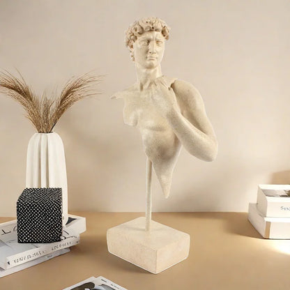 DecorBites™ David Bust Resin Sculpture | Abstract Nude Man Figurine for Room Decor