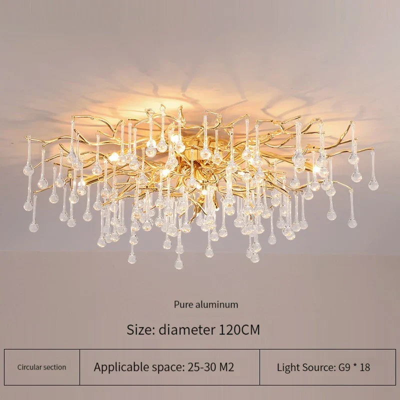 DecorBites™ Elegant Gold Crystal Chandelier for Modern Luxury Living Spaces