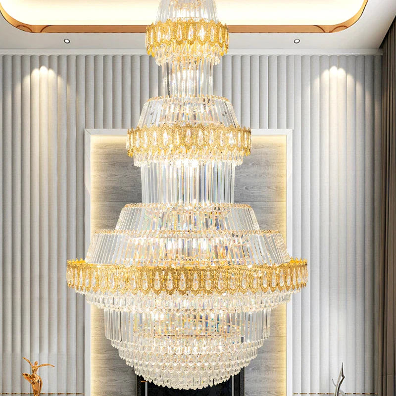 DecorBites™ Crystal Chandelier: Villa High Living Room Luxury Lighting