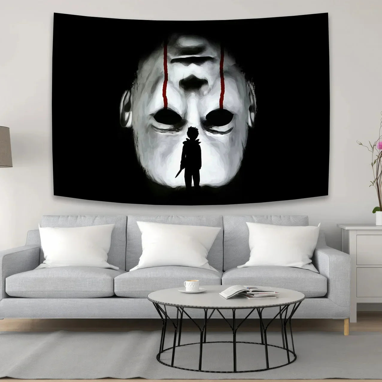 Halloween Michael Myers Tapestry by Decobites: Horror Movie Aesthetic Room Decor & Background.