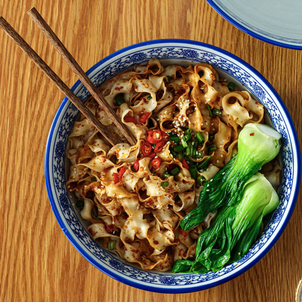 DecorBites™ Blue and White Ceramic Soup Bowl - Perfect for Noodles and Soups