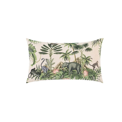 DecorBites™ Jungle Cartoon Print Velvet Cushion Cover - Hawaiian Decor for Sofa