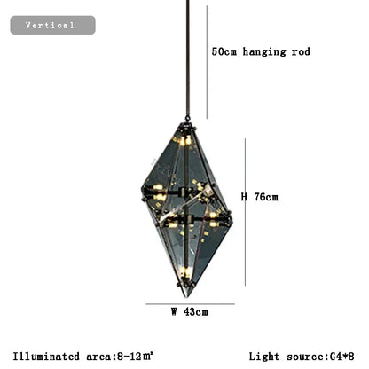 DecorBites™ Angular Diamond Glass Chandelier Ceiling Light for Home Decor