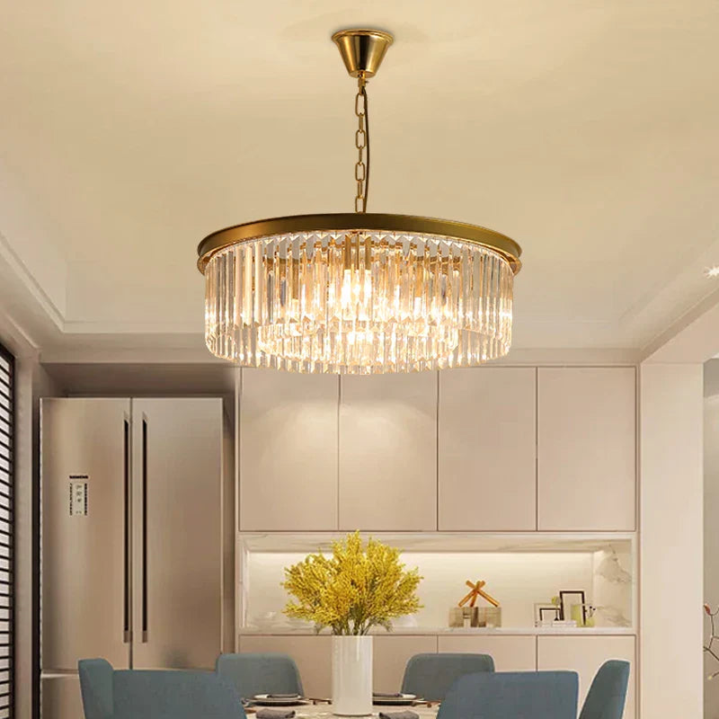 Luces colgantes LED de metal negro Gold Decorbites™ con suspensión de cristal y colgantes de cadena