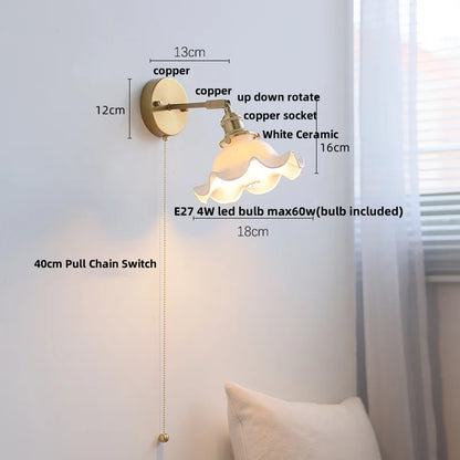 DecorBites™ Ceramic LED Wall Lights with Pull Chain Switch for Bathroom Mirror