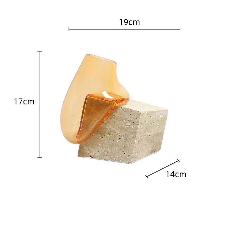 DecorBites™ Glass Vase with Marble Base for Elegant Floral Arrangements & Home Décor