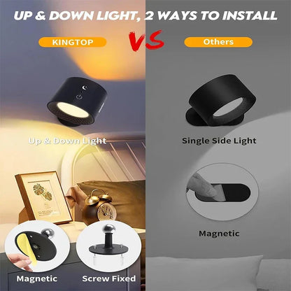 DecorBites™ Double Head Wall Lamp: Touch Control, 360 Rotatable, USB Rechargeable Night Light
