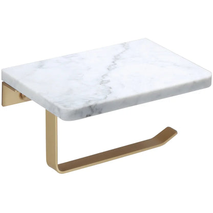 DecorBites™ Brass Marble Toilet Paper Holder Nordic Brushed Gold Bathroom Tissue Shelf