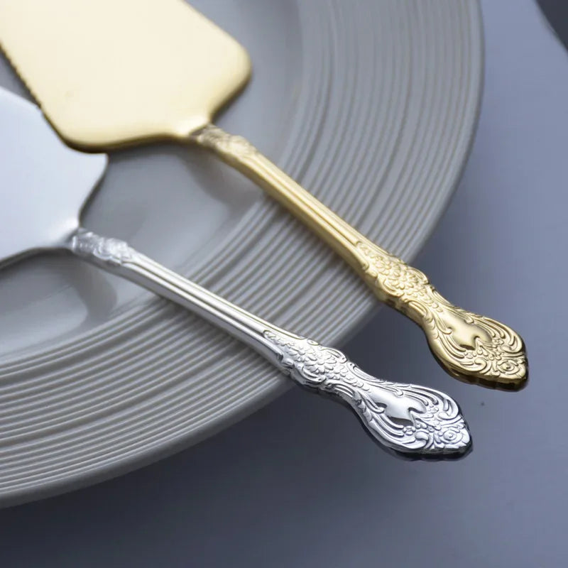 DecorBites™ Gold Cake Shovel Spatula: Wedding Party Baking Pastry Serve Restaurant Silverware
