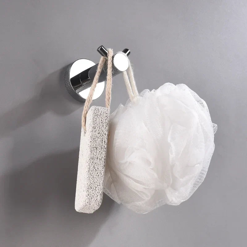 DecorBites™ Bathroom Essentials Set: Towel Bar, Toilet Paper Holder, Bathrobe Hook, Soap Dish, Toilet Brush