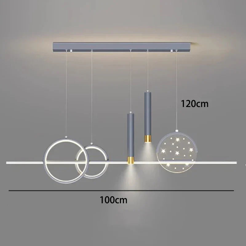 Brushed Gold LED Chandelier Black 100cm Dining