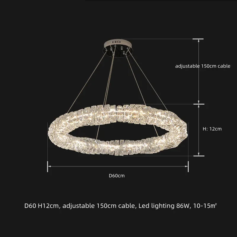 Lámparas colgantes LED de cristal DecorBites™ | Lámpara colgante de anillo regulable | Accesorios de decoración modernos y de lujo
