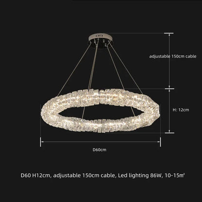 Lámparas colgantes LED de cristal DecorBites™ | Lámpara colgante de anillo regulable | Accesorios de decoración modernos y de lujo