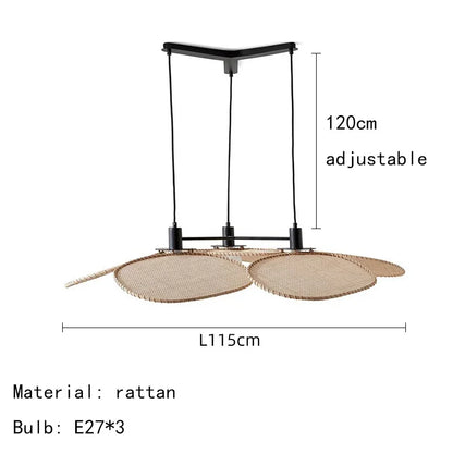 DecorBites™ Japanese Wicker Petal Chandelier for Tea House Dining, Parlor, Restaurant