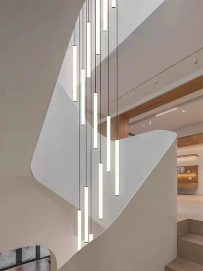 Lámparas colgantes acrílicas para escaleras, ideales para la decoración de villas modernas - Lámpara de araña LED DecorBites™ para lofts dúplex