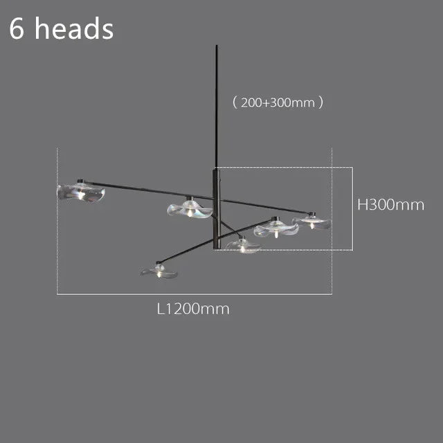 DecorBites™ Lotus Leaf Glass Ceiling Chandelier for Bedroom Living Room Hall Lighting