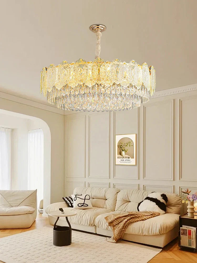 Lámpara de mesa de comedor de cristal dorado Decorbites™ | Luces de colgante de cristal redondo moderno