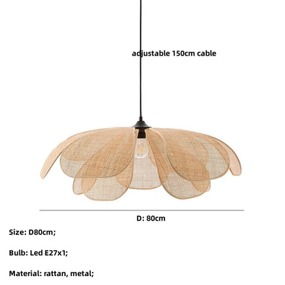 DecorBites™ Japanese Wicker Petal Chandelier for Tea House Dining, Parlor, Restaurant