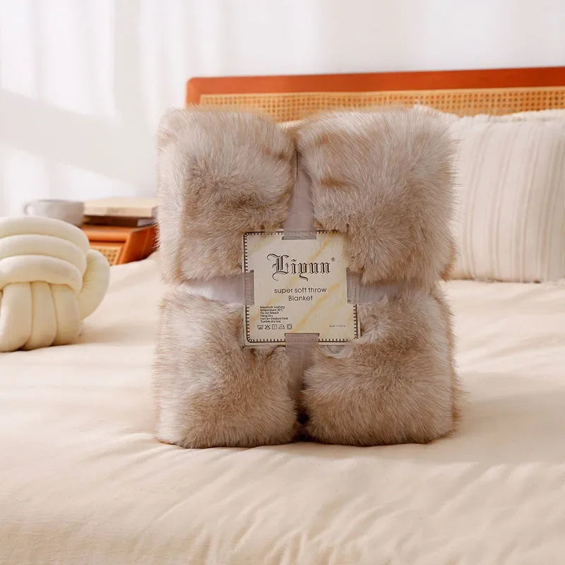 Faux Fox Plush Sofa Blanket