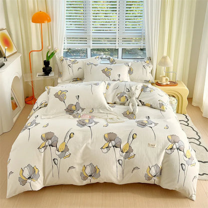 طقم غطاء لحاف مخطط من القطن من DecorBites™ لسرير مفرد مزدوج - خريف وشتاء