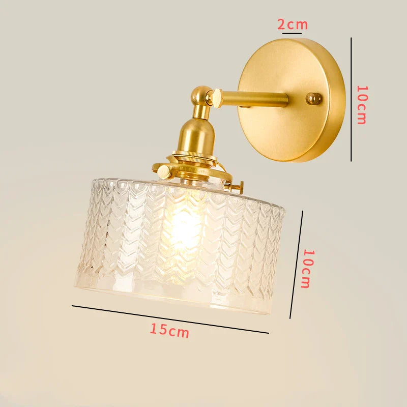 DecorBites™ Clear Glass LED Mirror Light Pull Chain Copper E14 Wall Lamp