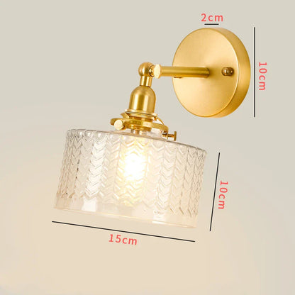 DecorBites™ Clear Glass LED Mirror Light Pull Chain Copper E14 Wall Lamp
