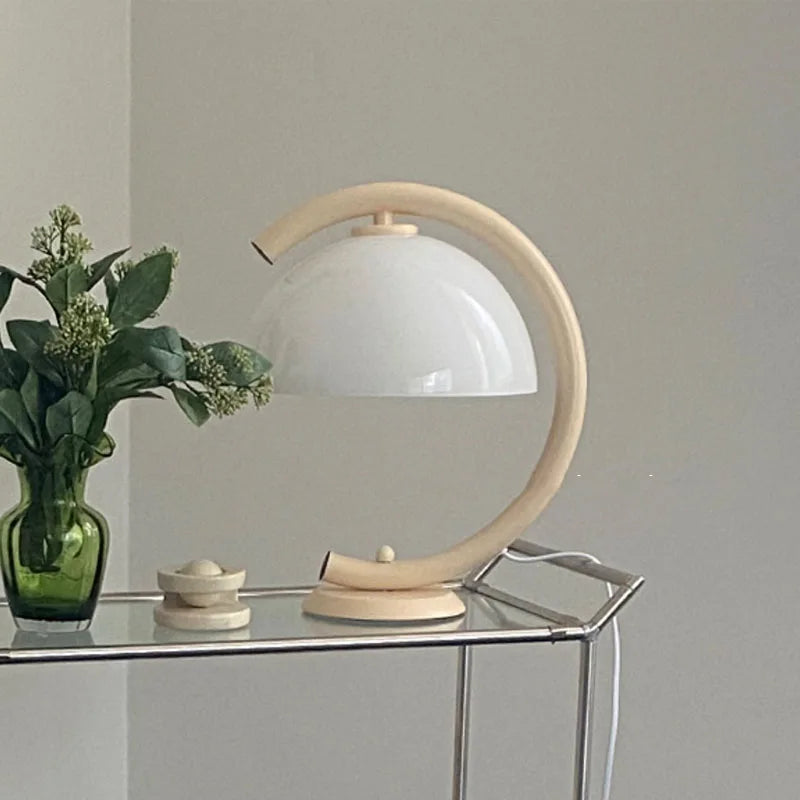 Lámpara de mesa DecorBites™ Bauhous Mushroom para salón o dormitorio, casquillo E27, cristal, estilo retro