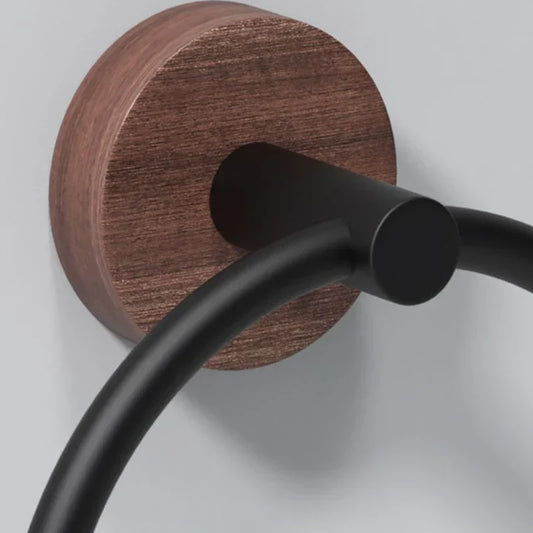 DecorBites™ Aluminum & Walnut Towel Ring: Bathroom & Kitchen Wall Mount Holder