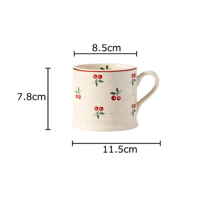 DecorBites™ Cherry Pattern Porcelain Coffee Mug - Lovely Tableware Cup for Afternoon Tea