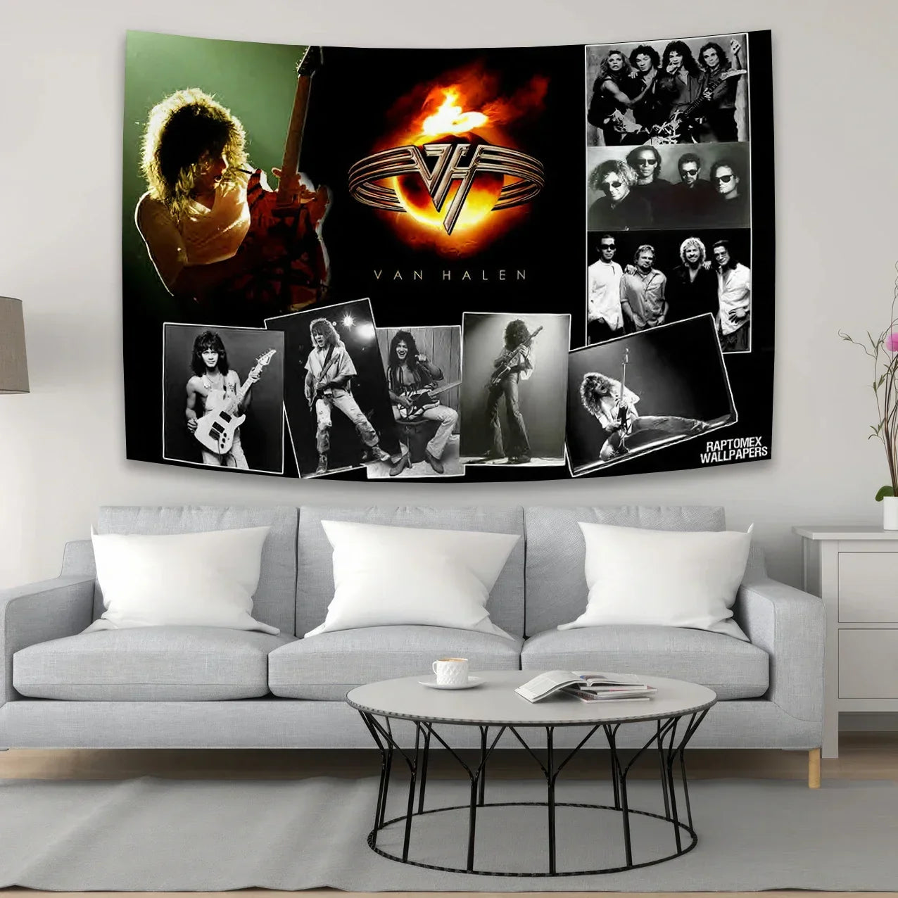 Van Halen Band Tapestry | Boho Rock Singer Art for Modern Home Decor by Decobites