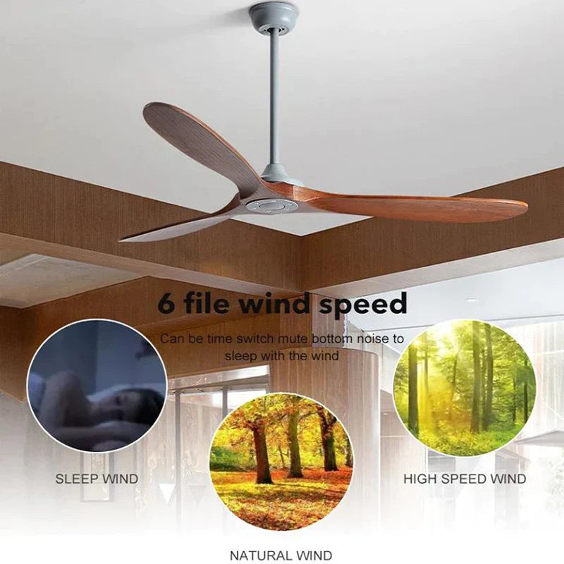 DecorBites™ 70" Wood DC Ceiling Fan w/ Remote Control - Industrial Style Large Size Fan