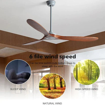 DecorBites™ 70" Wood DC Ceiling Fan w/ Remote Control - Industrial Style Large Size Fan